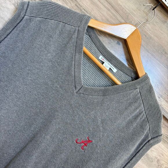 University of Alabama Embroidery Cutter & Buck Gray Pullover Knit Sweater Vest M - Picture 3 of 8